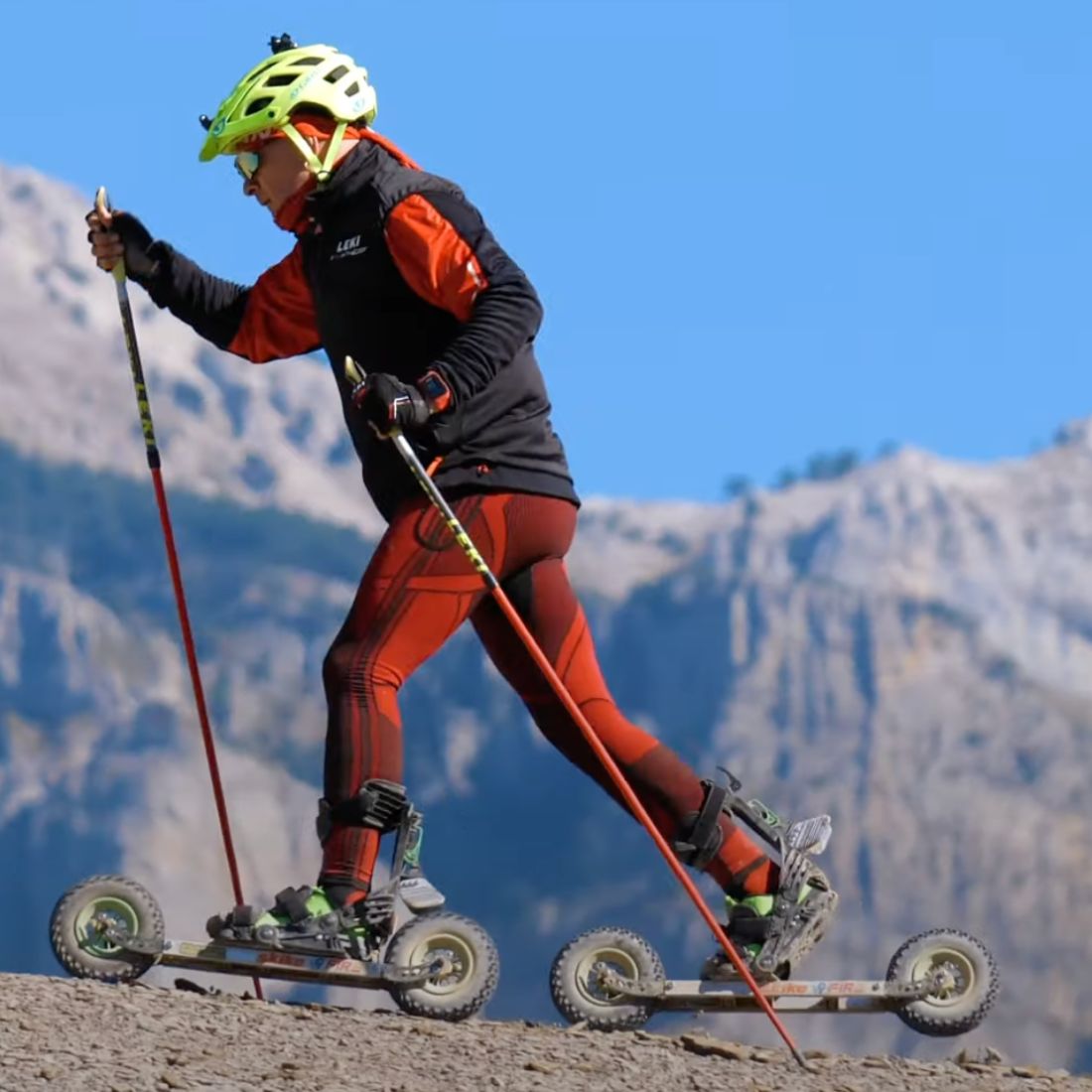 skike v9 FIRE heel lift cross skate technology