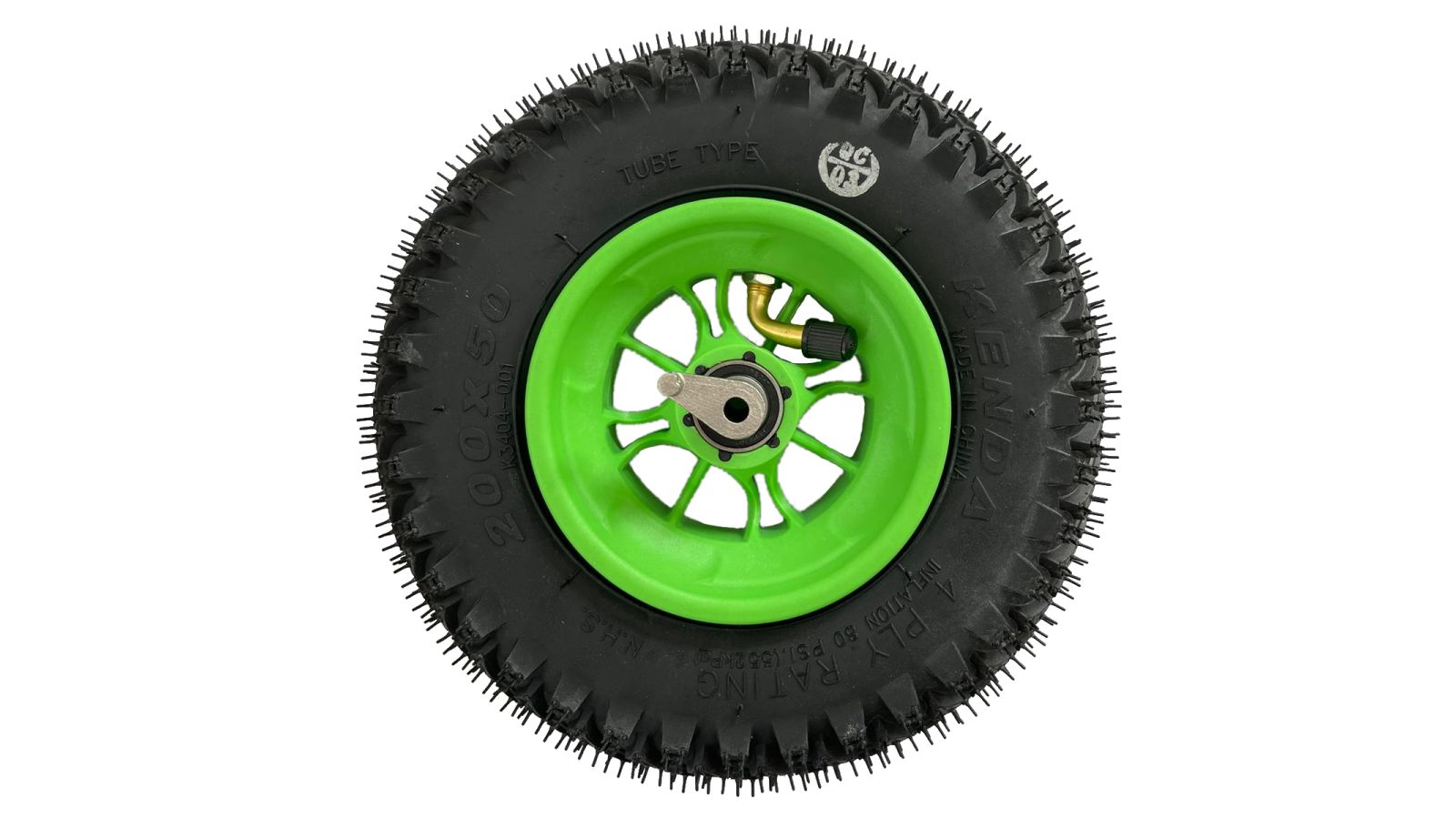 Rad Grün 200 mm / 8 Zoll mit Rücklaufsperre mit Reifen Roadstar